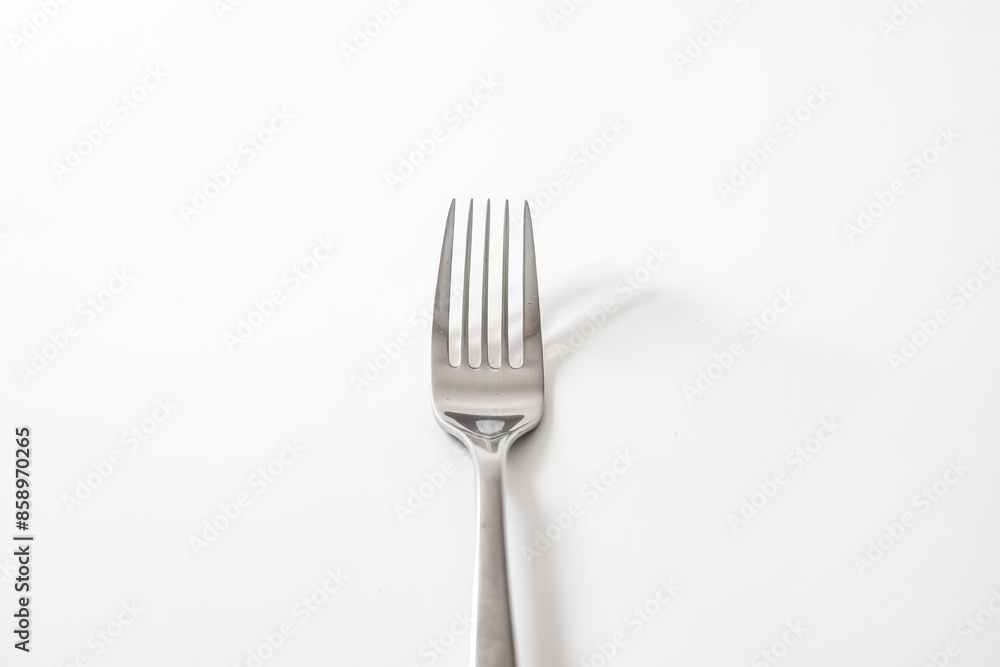 Single Silver Fork on White Background Single Silver Fork on White Background