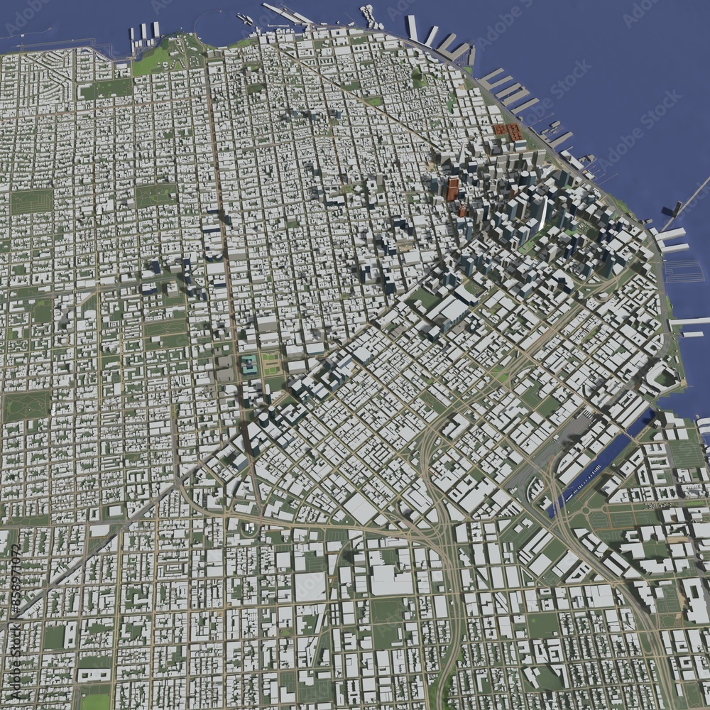3D illustration of city and urban in San Francisco USA 3D illustration of city and urban in San Francisco USA