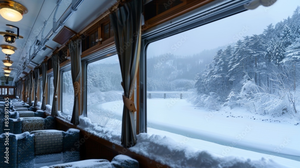 Fototapeta premium As the train reached its final destination passengers marveled at the beauty of the winter scenery and the memories made on their excursion.