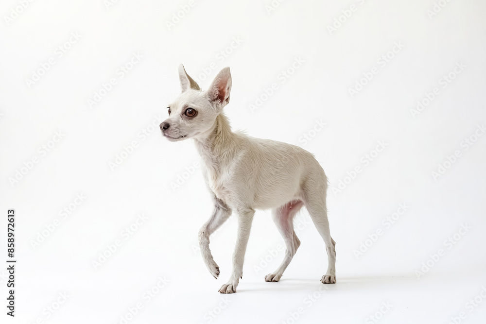 White chihuahua dog on white background White chihuahua dog on white background