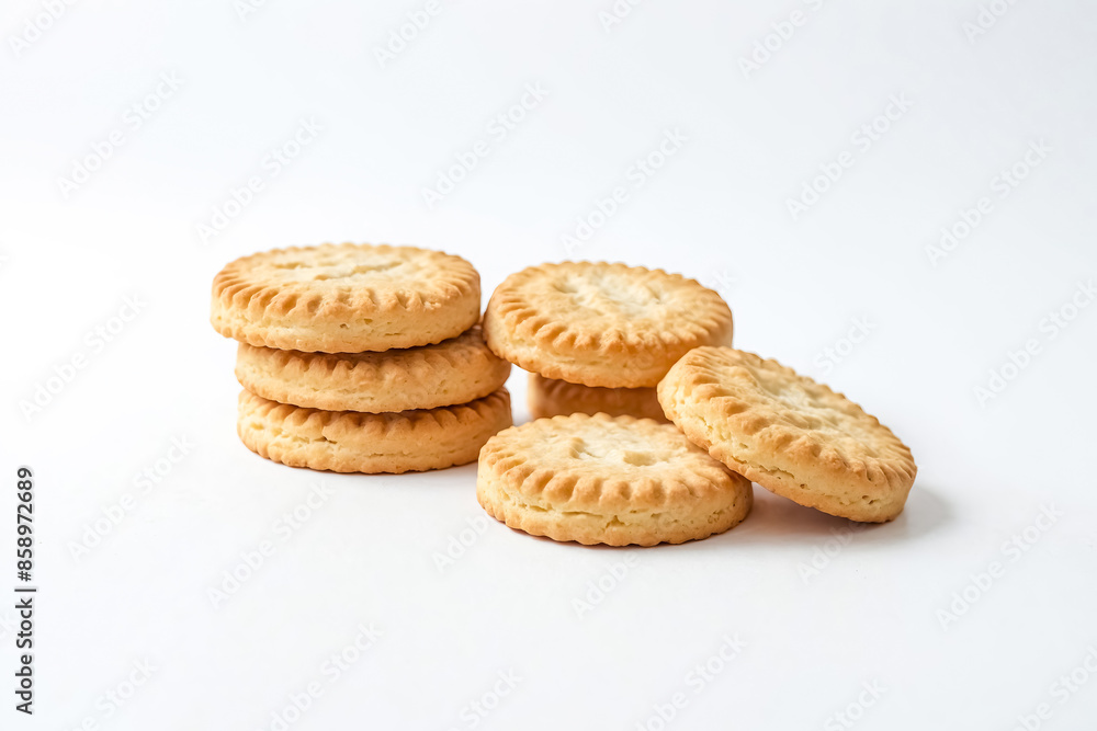 Stack of Round Cookies on White Background Stack of Round Cookies on White Background