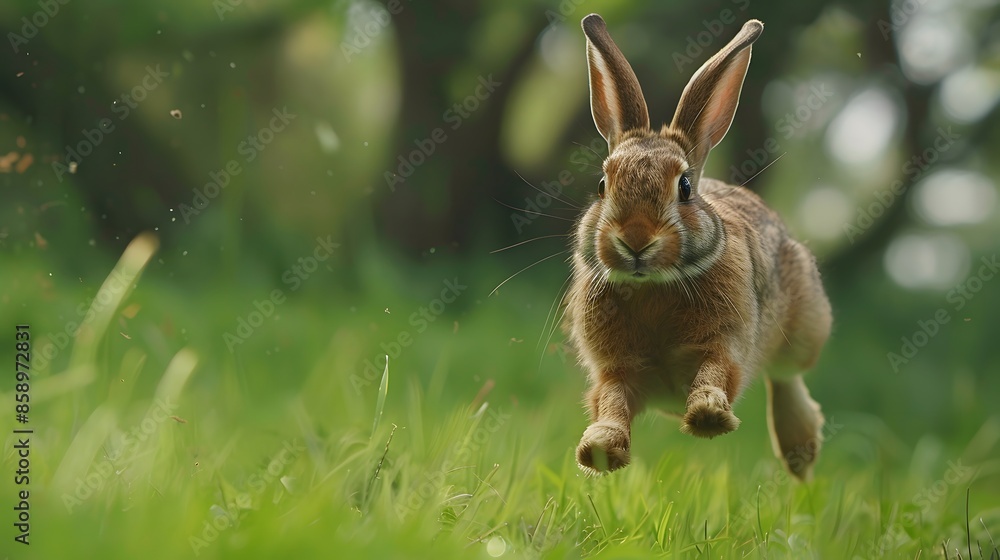 Obraz premium Wild rabbit jumping. 