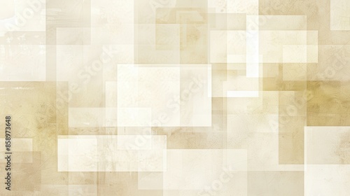 Wallpaper Mural A digital abstract art piece featuring a seamless pattern of overlapping rectangular shapes in beige and white tones. The shapes create a layered effect with various degrees of transparency, resulting Torontodigital.ca