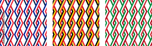 rhombus background set. france, belgium and italy flags pattern. vector illustration	