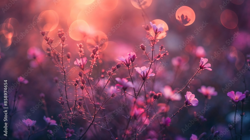 Blurry Wallpaper with Organic Nature Elements and Bokeh Lights. Contemporary Purple Background. Blurry Wallpaper with Organic Nature Elements and Bokeh Lights. Contemporary Purple Background.