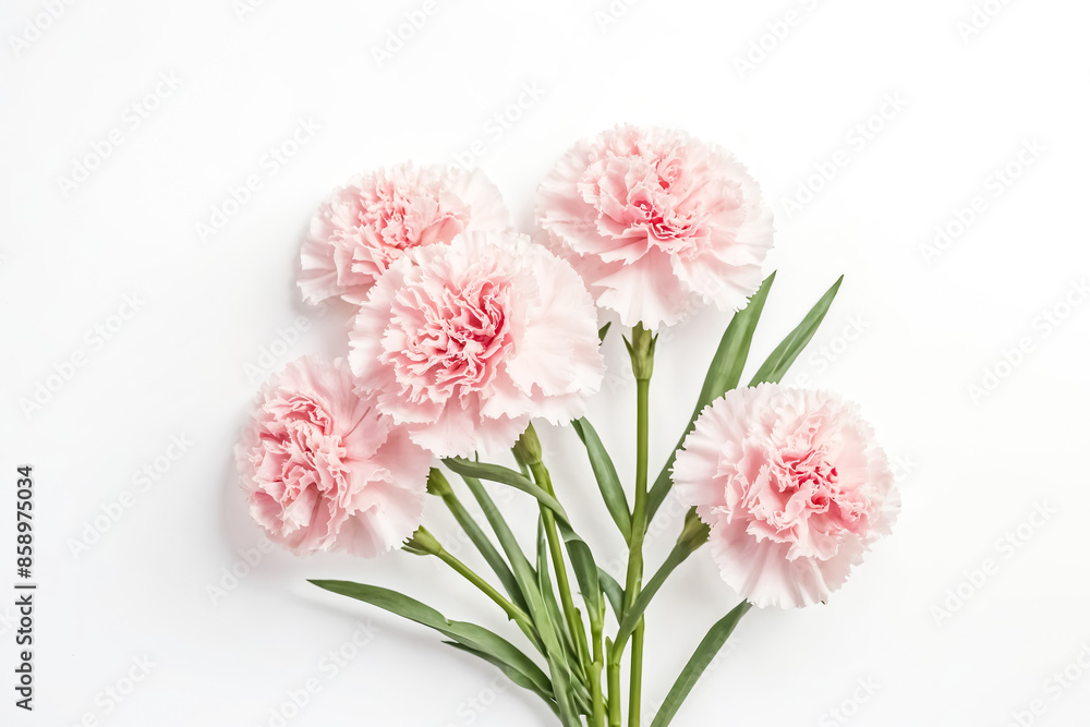 Pink Carnations on White Background Pink Carnations on White Background