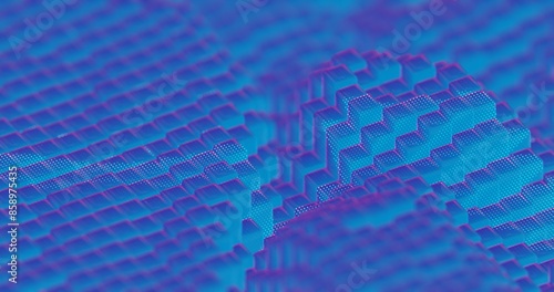 Foto Abstract 3D Render of Neon Blue and Pink Cubes - Modern Geometric Pattern