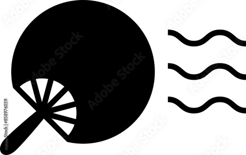 Hand Fan Icon with Breeze Lines