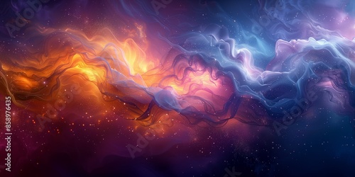 Artistic cosmic nebula with swirling orange and blue patterns, expressing celestial beauty photo