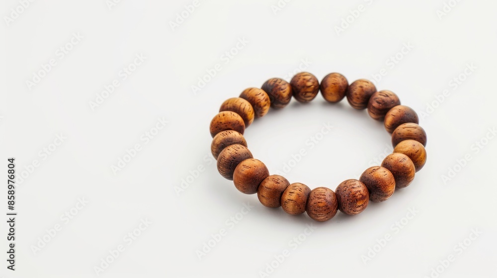 Wooden bracelet on white background with space for text Wooden bracelet on white background with space for text