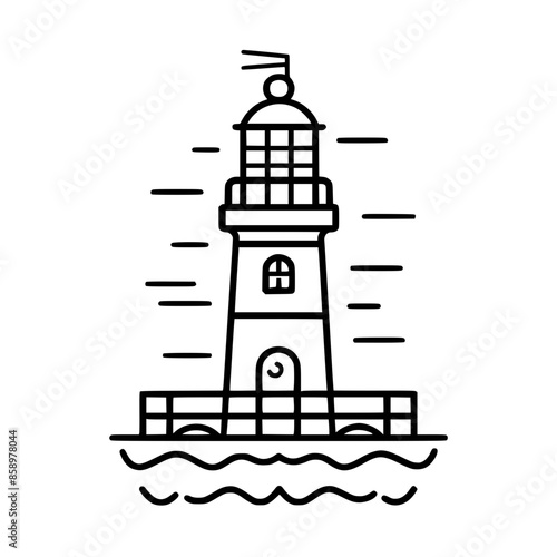 Lighthouse  icon, Lighthouse outline, Lighthouse  vector, ocean svg, ocean cliparts, clipart png, sea creatures, ship svg, Lighthouse SVG, Minimalist Line Art, sea svg, ocean svg, lighthouse, light, s © Feroza Bakht 