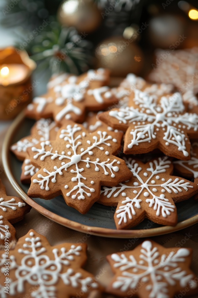 Christmas Gingerbread Cookies Decorated With White Icing Christmas Gingerbread Cookies Decorated With White Icing