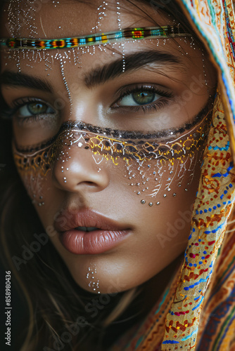 Supermodels with patterns and shadows on their face | Close up Portrait