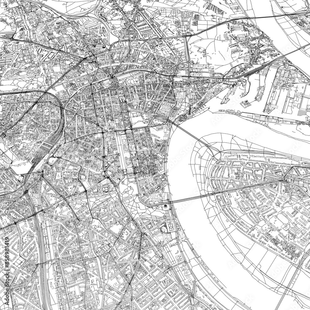Obraz premium 3D illustration of city and urban in Dusseldorf Germany