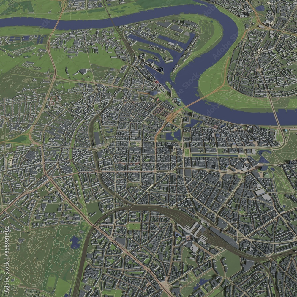 Fototapeta premium 3D illustration of city and urban in Dusseldorf Germany