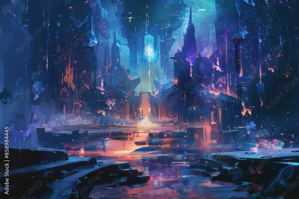 Fototapeta premium A Mystical Gateway to a Glittering City