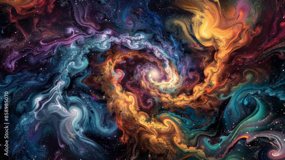 Exquisite depiction of swirling vibrant cosmic nebulae in the vastness of space Exquisite depiction of swirling vibrant cosmic nebulae in the vastness of space