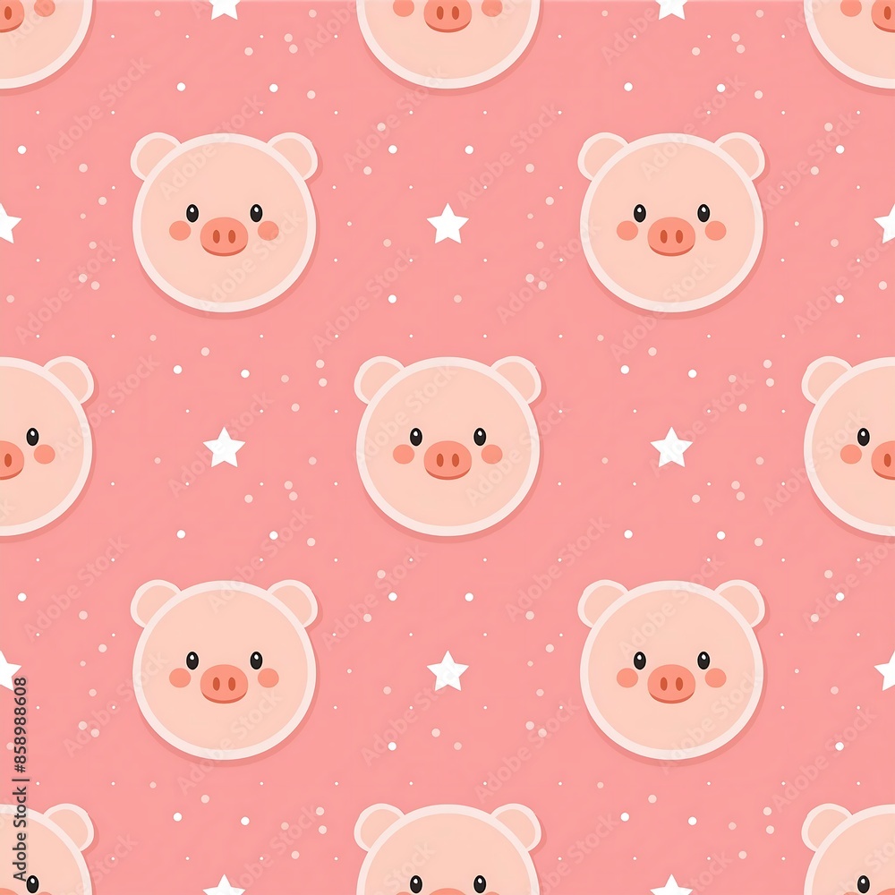 Fototapeta premium Seamless pattern of cute pig.