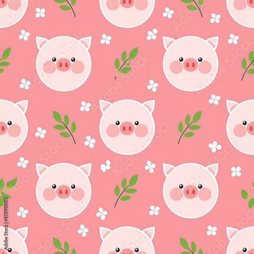 Seamless pattern of cute pig.