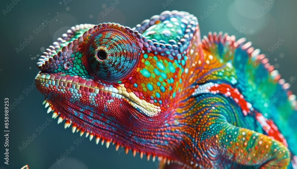Closeup of a colorful chameleon Closeup of a colorful chameleon