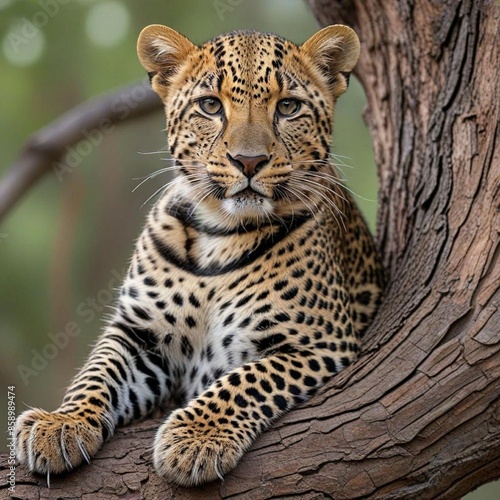 Portrait of a resting young leoapard