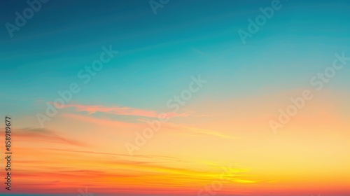 Sky background with blue orange and yellow gradient at sunset