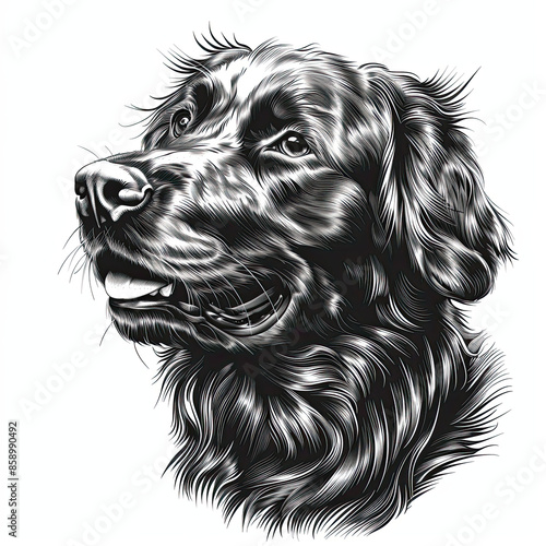 Wallpaper Mural A black and white drawing of a golden retriever dog Torontodigital.ca