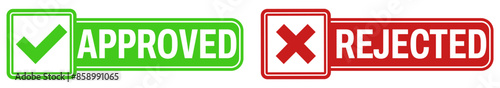 Set of green approved and red rejected sign label design  vector illustration