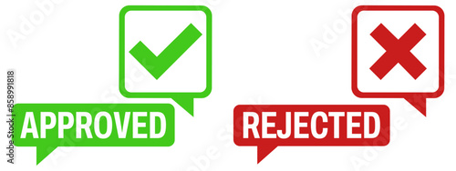 Set of green approved and red rejected sign label design  vector illustration