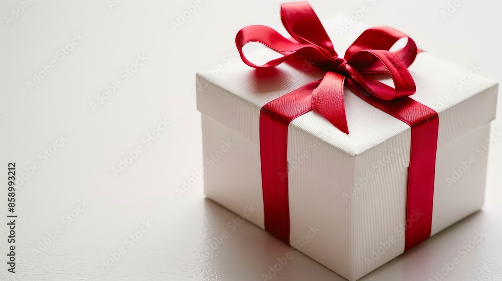 Gift box with red ribbon and bow isolated Gift box with red ribbon and bow isolated