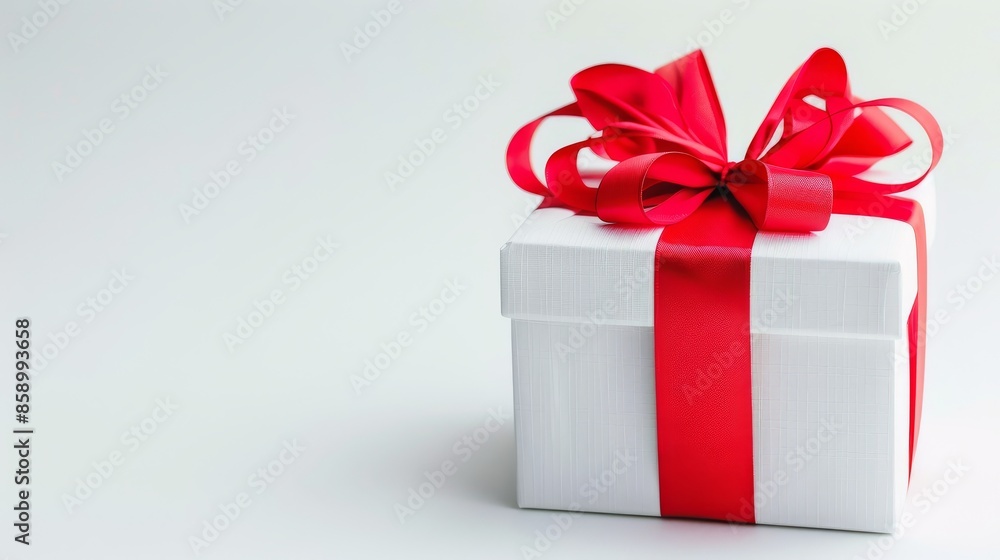 Gift box with red ribbon and bow isolated Gift box with red ribbon and bow isolated
