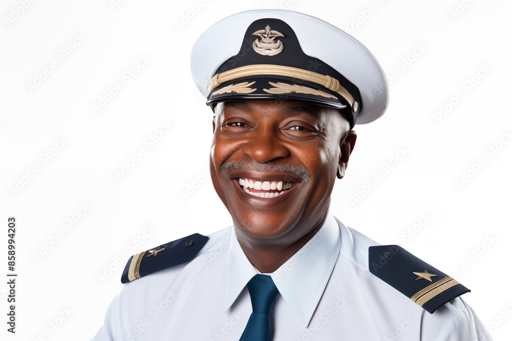 Middle aged man over isolated white background airplane pilot Middle aged man over isolated white background airplane pilot