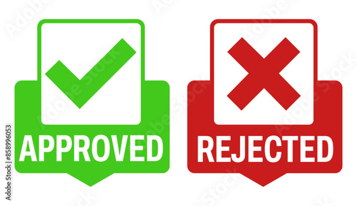 Set Approved rejected stamp. validate icon. confirmation symbol template design vector illustration