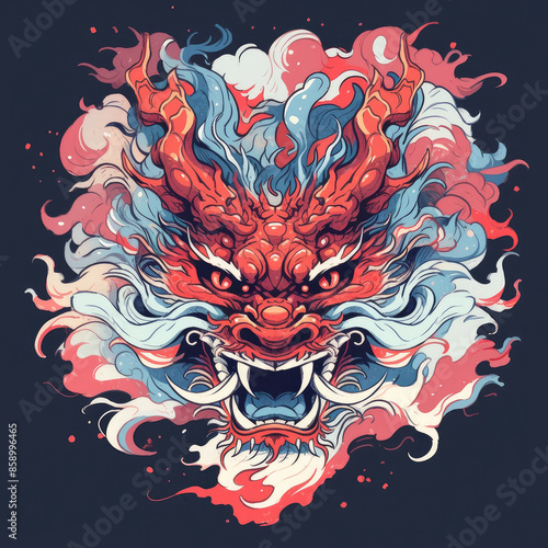 chinese red dragon vector. photo