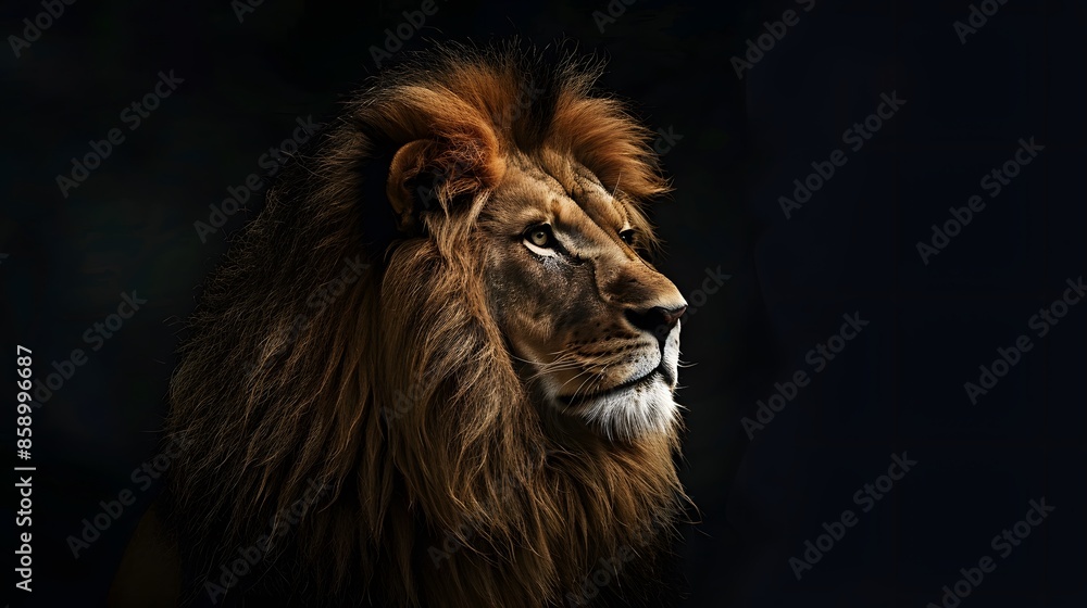 Fototapeta premium artistic lion on black background. 