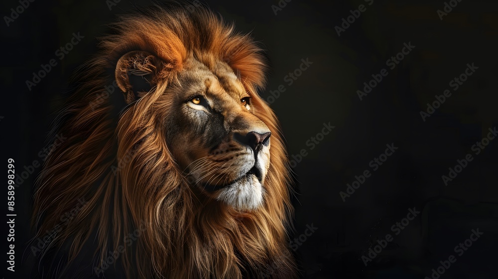 Fototapeta premium artistic lion on black background. 