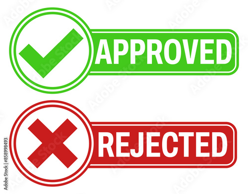 Set approved and rejected icons. Verification sign labels sticker design vector illustration