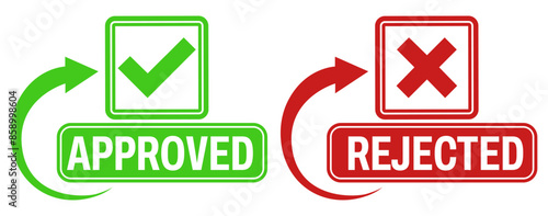 Set approved and rejected icons. Verification sign labels sticker design vector illustration