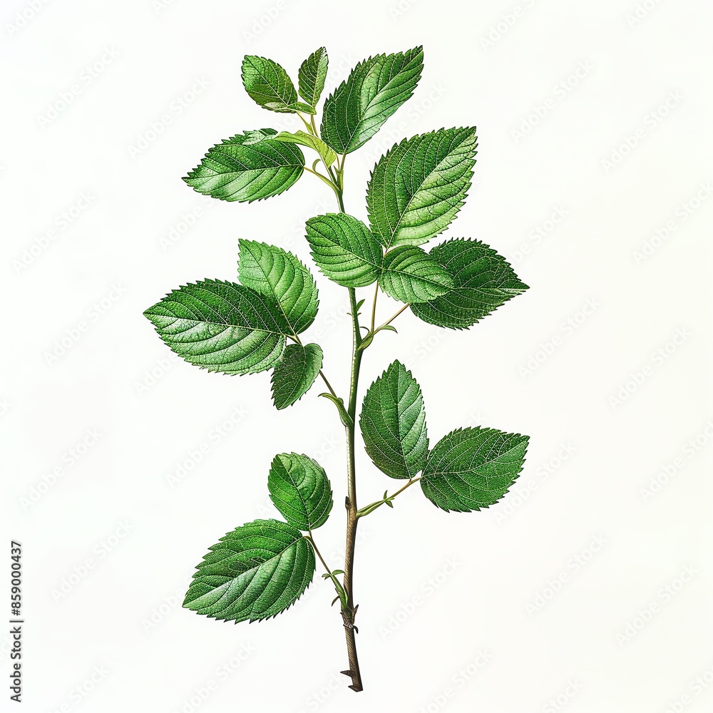Detailed botanical image of Rutaceae plant structure, isolated on a clean white backdrop Detailed botanical image of Rutaceae plant structure, isolated on a clean white backdrop
