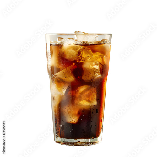 Konstfotografi A refreshing glass of iced cola with ice cubes
