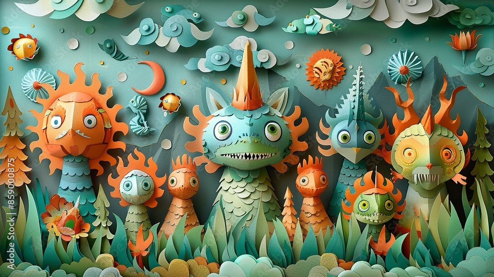 Φωτογραφία Whimsical journey in paper: children's adventure unfolds amidst gods, demons, and fantastical creatures
