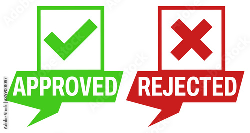 set approved or rejected icon. verified labels sticker design vector illustration