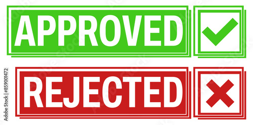 set approved or rejected icon. verified labels sticker design vector illustration