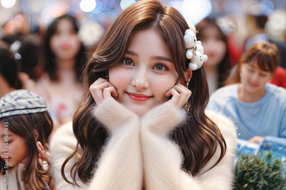 Fototapeta premium Korean Idol With Cute Pose, Cute Girl Pose, Korean Girls!