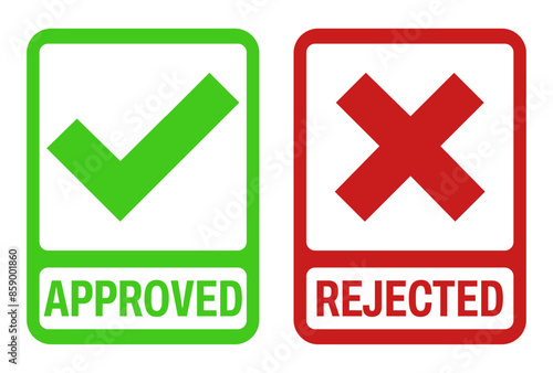 set approved or rejected icon. verified labels sticker design vector illustration