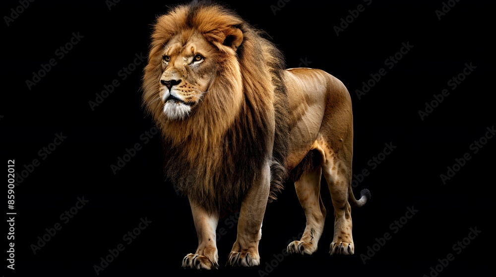 Fototapeta premium artistic lion on black background. 
