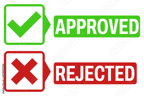 set approved or rejected icon. verified labels sticker design vector illustration