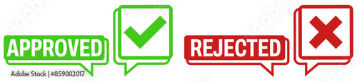 set approved or rejected icon. verified labels sticker design vector illustration