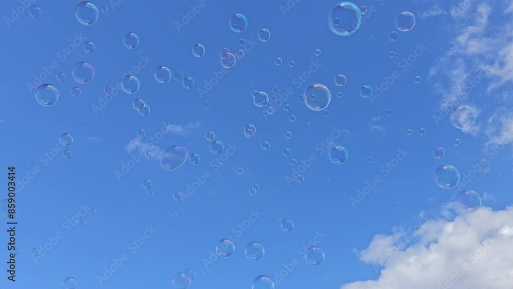 soap bubbles on blue sky background soap bubbles on blue sky background