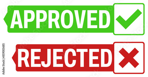 Set sign approved rejected icon. check mark and cross symbol design vector illustration